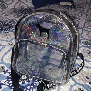 PINK clear sparkly backpack